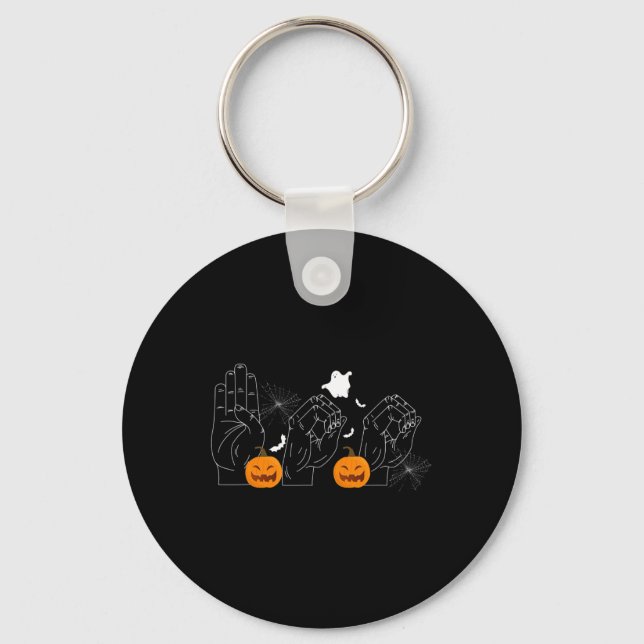 Halloween 31st October Deaf-mute Sign-language  Key Ring (Front)