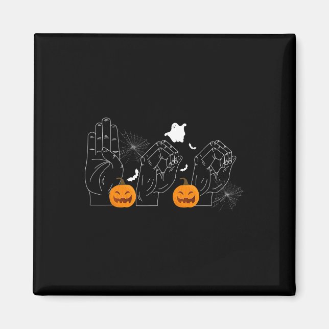 Halloween 31st October Deaf-mute Sign-language  Magnet (Front)