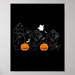Halloween 31st October Deaf-mute Sign-language Poster