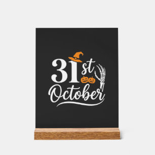Halloween 31st October Pumpkin Witch Hat Design_1 Acrylic Sign