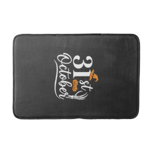 Halloween 31st October Pumpkin Witch Hat Design_1 Bath Mat