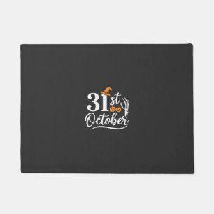 Halloween 31st October Pumpkin Witch Hat Design_1 Doormat