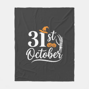 Halloween 31st October Pumpkin Witch Hat Design_1 Fleece Blanket