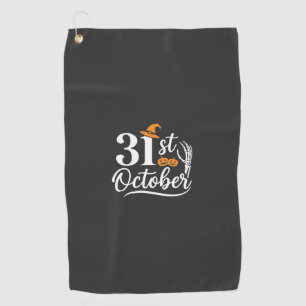 Halloween 31st October Pumpkin Witch Hat Design_1 Golf Towel