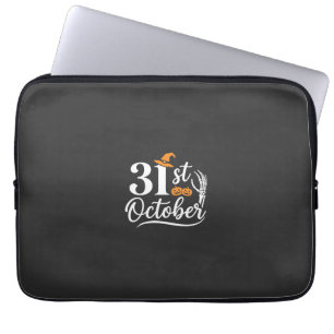 Halloween 31st October Pumpkin Witch Hat Design_1 Laptop Sleeve