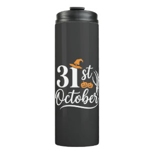 Halloween 31st October Pumpkin Witch Hat Design_1 Thermal Tumbler