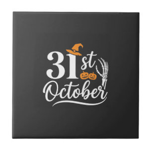 Halloween 31st October Pumpkin Witch Hat Design_1 Tile
