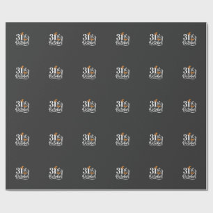Halloween 31st October Pumpkin Witch Hat Design_1 Wrapping Paper