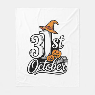 Halloween 31st October Typography Shirt Design_1 Fleece Blanket