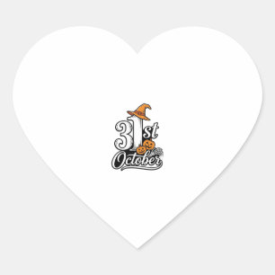 Halloween 31st October Typography Shirt Design_1 Heart Sticker