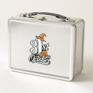Halloween 31st October Typography Shirt Design_1 Metal Lunch Box