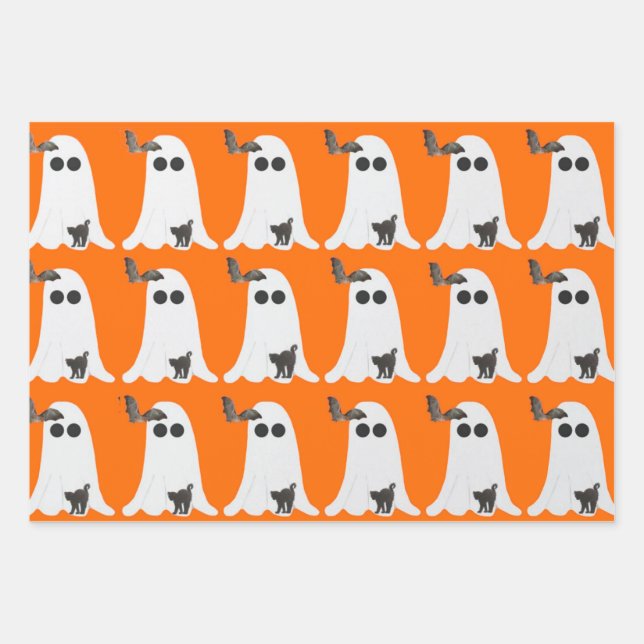 Halloween 3-Pack Wrapping Paper Flat Sheets (Front)