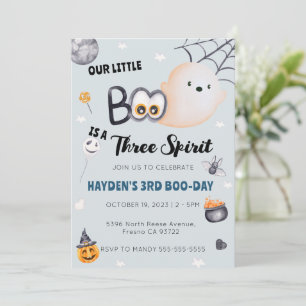 Halloween 3rd Birthday Boy Boo Three Spirit Invitation