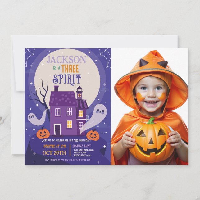 Halloween 3rd Ghosts Three House Party Photo Invitation (Front)