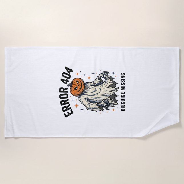 Halloween 404 Costume Pumpkin Ghost Error Design_1 Beach Towel (Front)