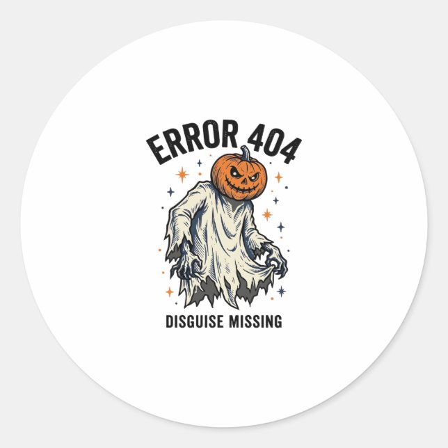 Halloween 404 Costume Pumpkin Ghost Error Design_1 Classic Round Sticker (Front)