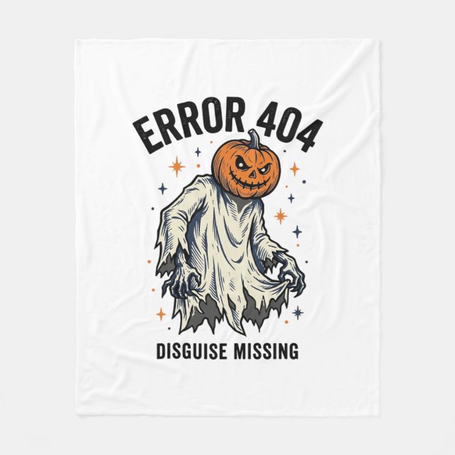 Halloween 404 Costume Pumpkin Ghost Error Design_1 Fleece Blanket (Front)