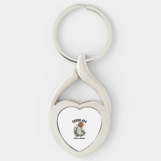 Halloween 404 Costume Pumpkin Ghost Error Design_1 Key Ring (Front)