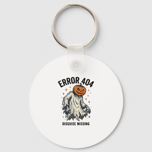 Halloween 404 Costume Pumpkin Ghost Error Design_1 Key Ring (Front)