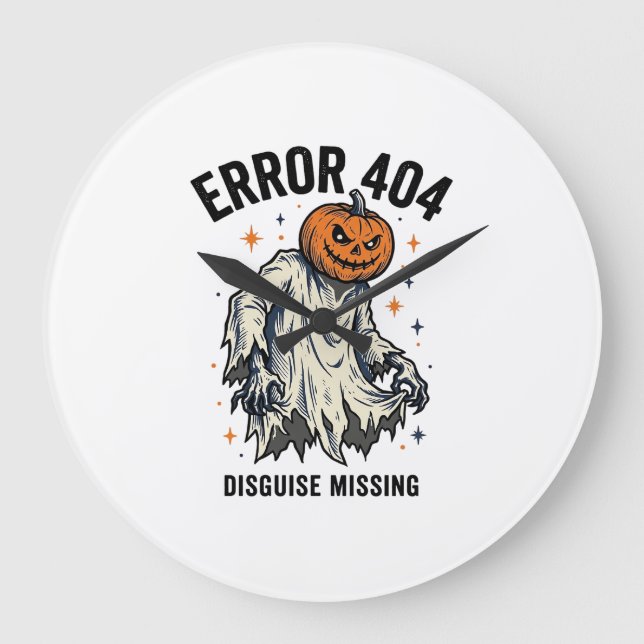Halloween 404 Costume Pumpkin Ghost Error Design_1 Large Clock (Front)