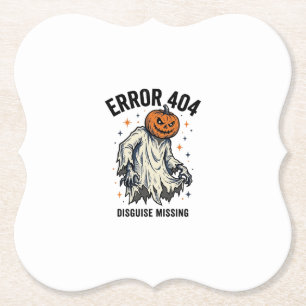 Halloween 404 Costume Pumpkin Ghost Error Design_1 Paper Coaster