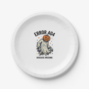 Halloween 404 Costume Pumpkin Ghost Error Design_1 Paper Plate
