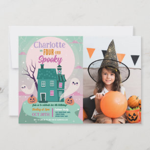 Halloween 4th Party Photo Ghost House Haunted Invitation