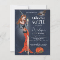 Halloween 50 th Birthday Party Invitation Postcard