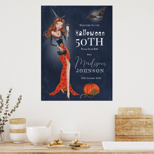 Halloween 50 th Birthday Party Poster (Kitchen)