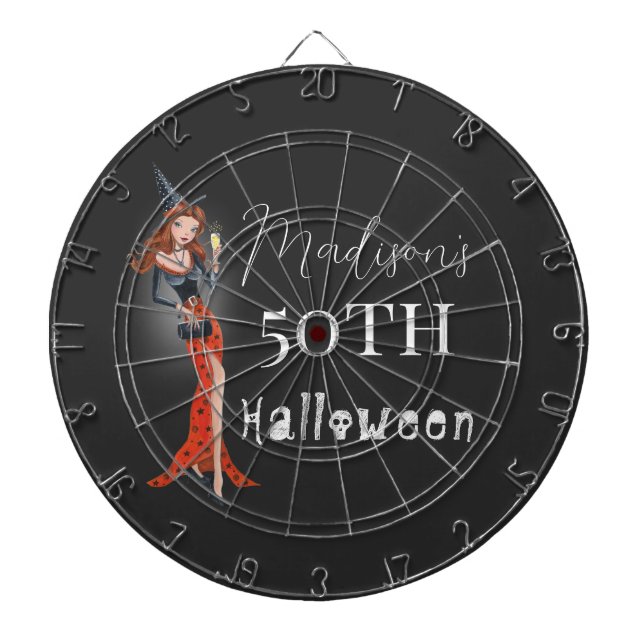 Halloween 50 th Woman Birthday Party  Dartboard (Front)