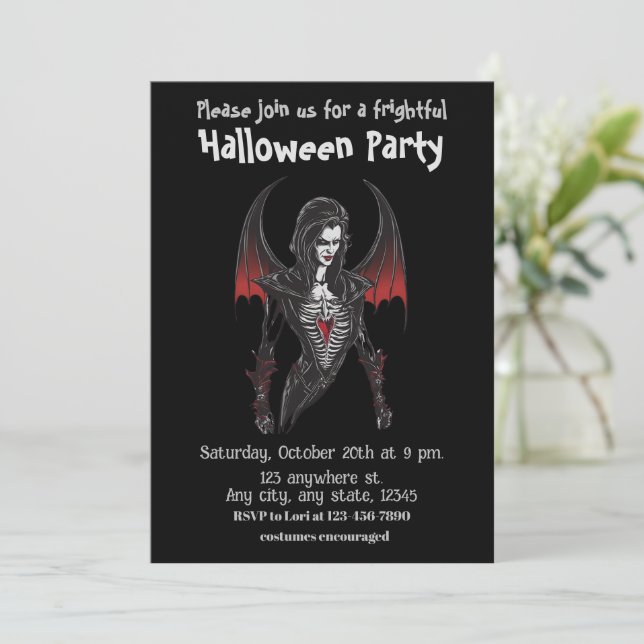 Halloween, 6 vampire, frightful, scary,  invitation (Standing Front)