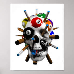 Halloween 8-ll Pool Cues For Billiards And Eight L Poster