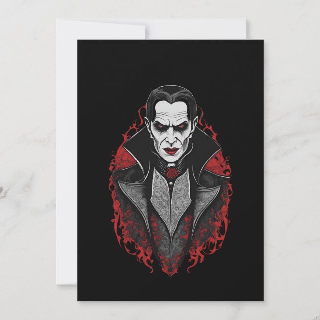 Halloween 9 vampire, b, scary monster, horror,  invitation (Front)