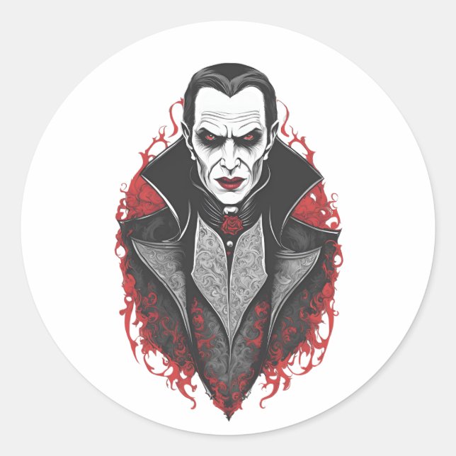 Halloween 9 vampire, scary monster, horror,  classic round sticker (Front)