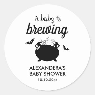 Halloween A Baby is brewing baby shower  Classic Round Sticker