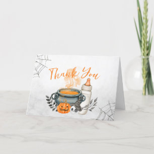 Halloween A Baby is Brewing Baby Shower  Thank You Card