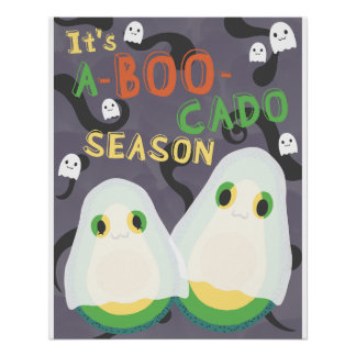 Halloween A-BOO-Cado Spooky Cute Avocado Ghosts Poster