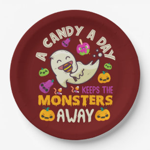 Halloween A Candy A Day Keeps The Monsters Away   Paper Plate