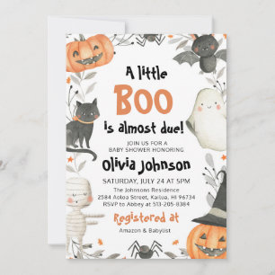 Halloween A Little Boo Baby Shower Invitation 