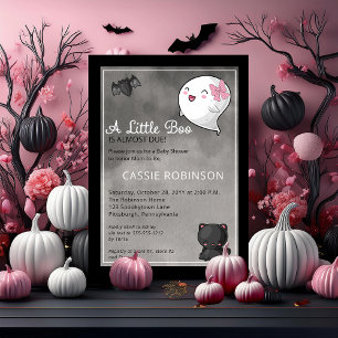 Halloween A Little Boo Ghost Girl Baby Shower Invi Invitation