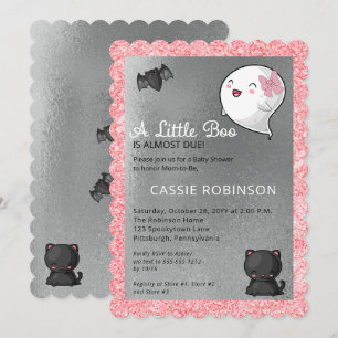 Halloween A Little Boo Ghost Girl Baby Shower Invitation