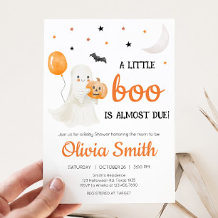 Halloween A Little Boo is Almost Due Baby Shower Invitation