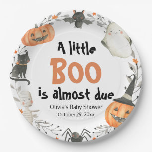 Halloween A Little Boo is almost due Baby Shower Paper Plate