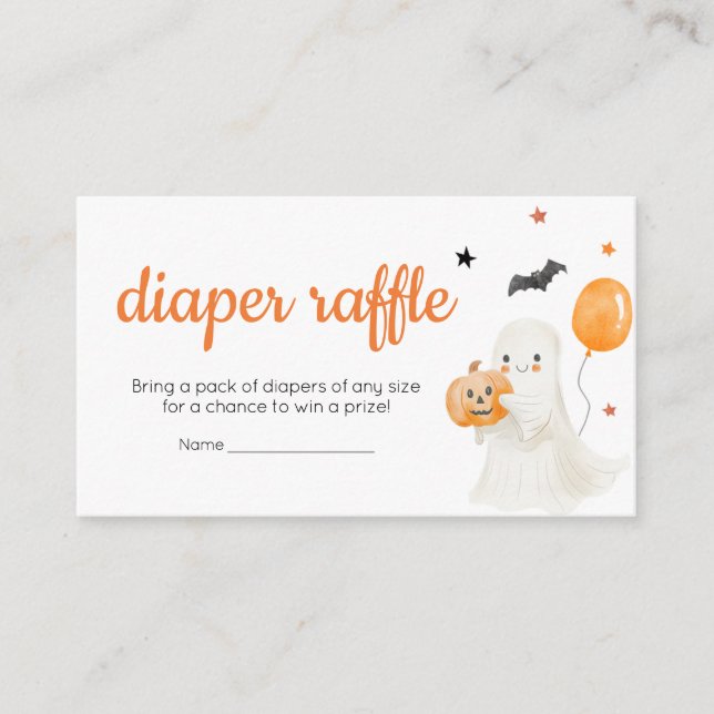 Halloween A Little Boo is Almost Due Diaper Raffle Enclosure Card (Front)