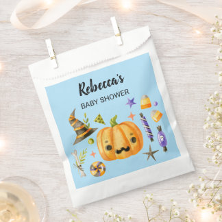 Halloween A Little Boo Pumpkin Baby Shower Blue Favour Bags