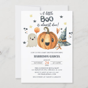 Halloween A Little Boo Pumpkin Baby Shower Invitation
