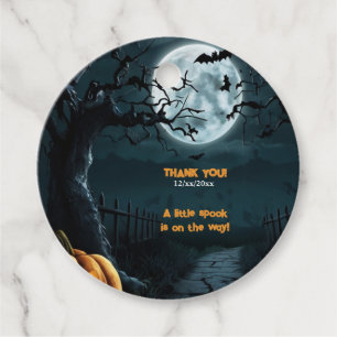 Halloween A Little Spook Pumpkin Baby Shower Favour Tags