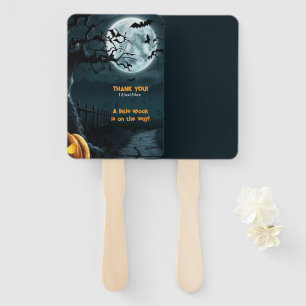 Halloween A Little Spook Pumpkin Baby Shower Hand Fan