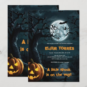 Halloween A Little Spook Pumpkin Baby Shower Invitation
