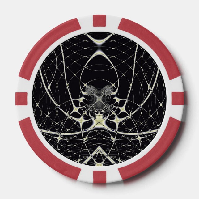 Halloween Abstract Art Golden Spiderweb Poker Chips (Front)